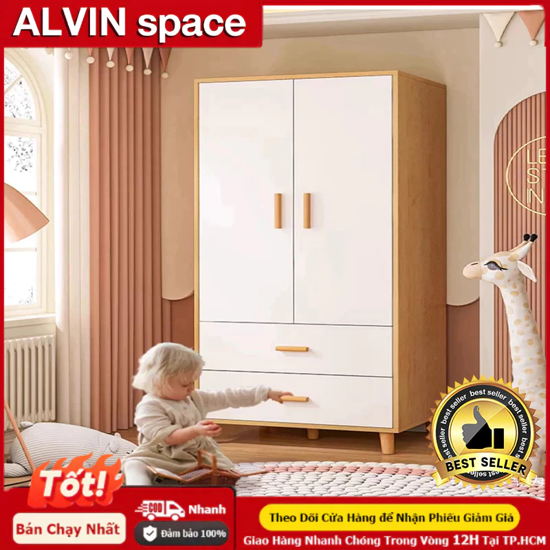 ALVIN Tủ Quần Áo miễn phí vận chuyển cao cấp 2 cánh phong cách Nordic thương hiệu