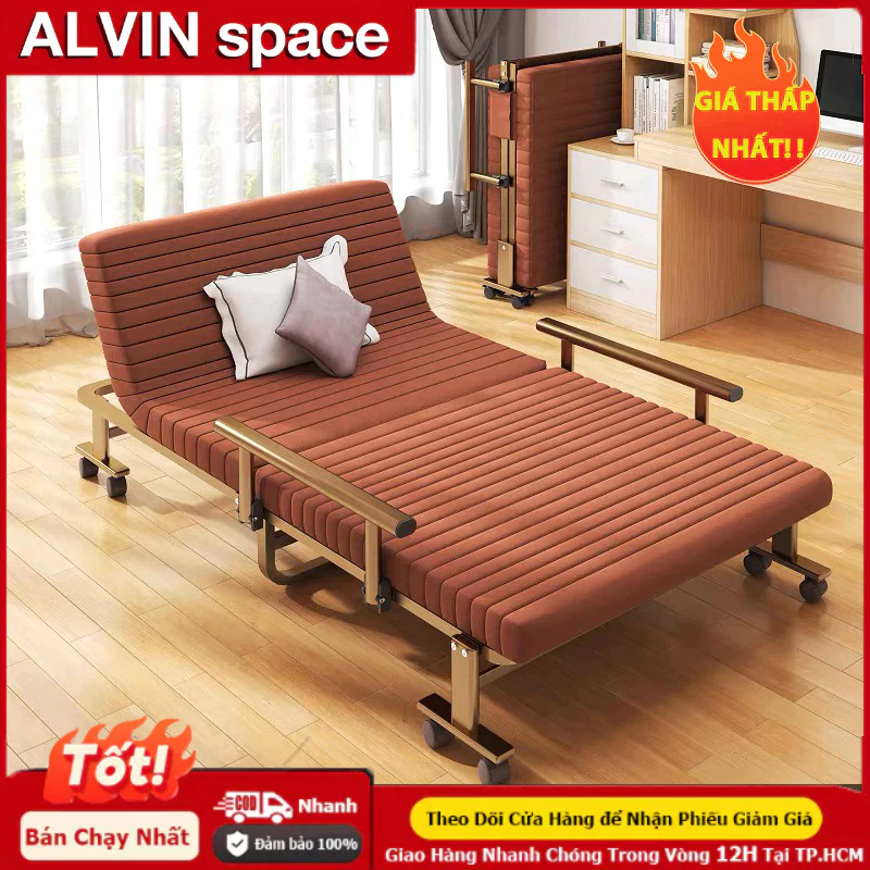 giường gấp gọn ghế xếp gấp gọn đa năng kế thoải mái, có thể điều chỉnh tựa lưng Giường gấp văn phòng