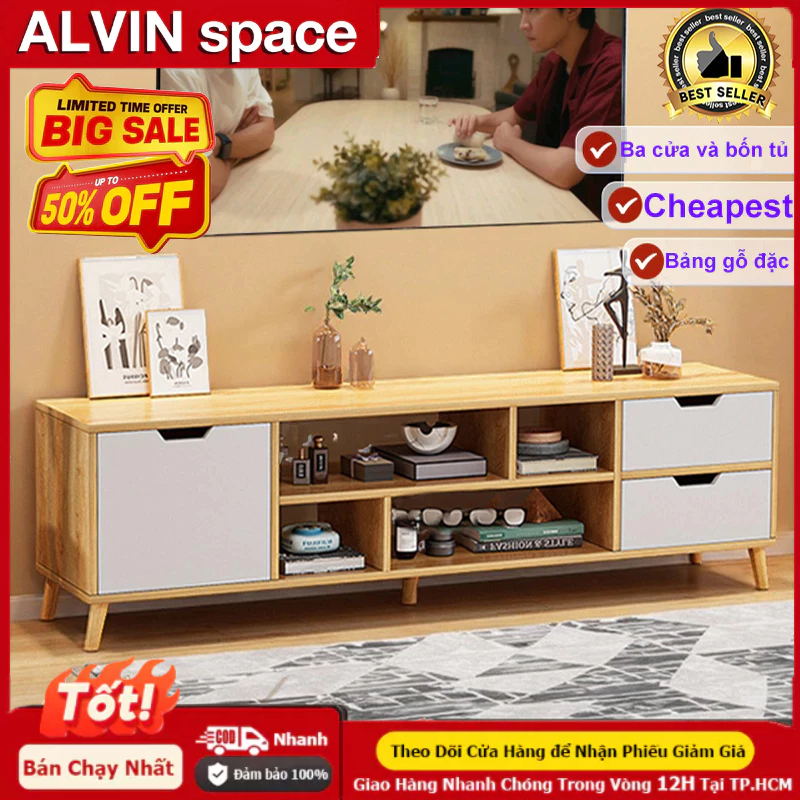 ALVIN Kệ Tivi 80/75/65/55 inch có 3 màu sắc khả năng chứa đồ lớn làm có chịu tải trọng 200kg