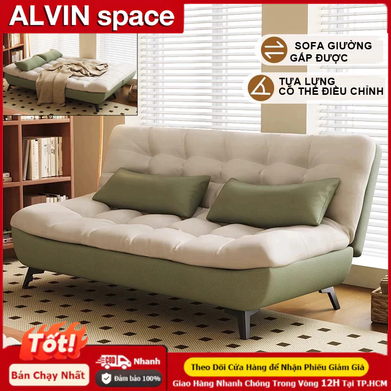 ALVIN Ghế Sofa Đôi Phòng Khách Kiểu Gấp 150cm Phong Cách Kem Đệm Bông Sữa 2025 Ghế Sofa Giường 3in1