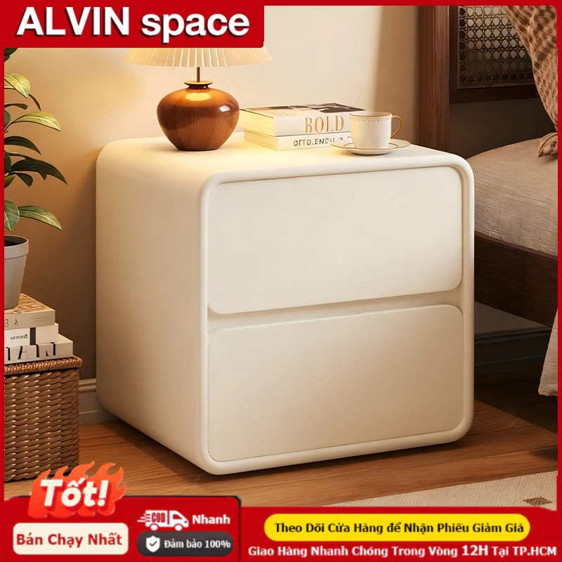 ALVIN Tủ đầu giường Chất liệu da chống thấm nước và chống bám bẩn đóng mở êm ái