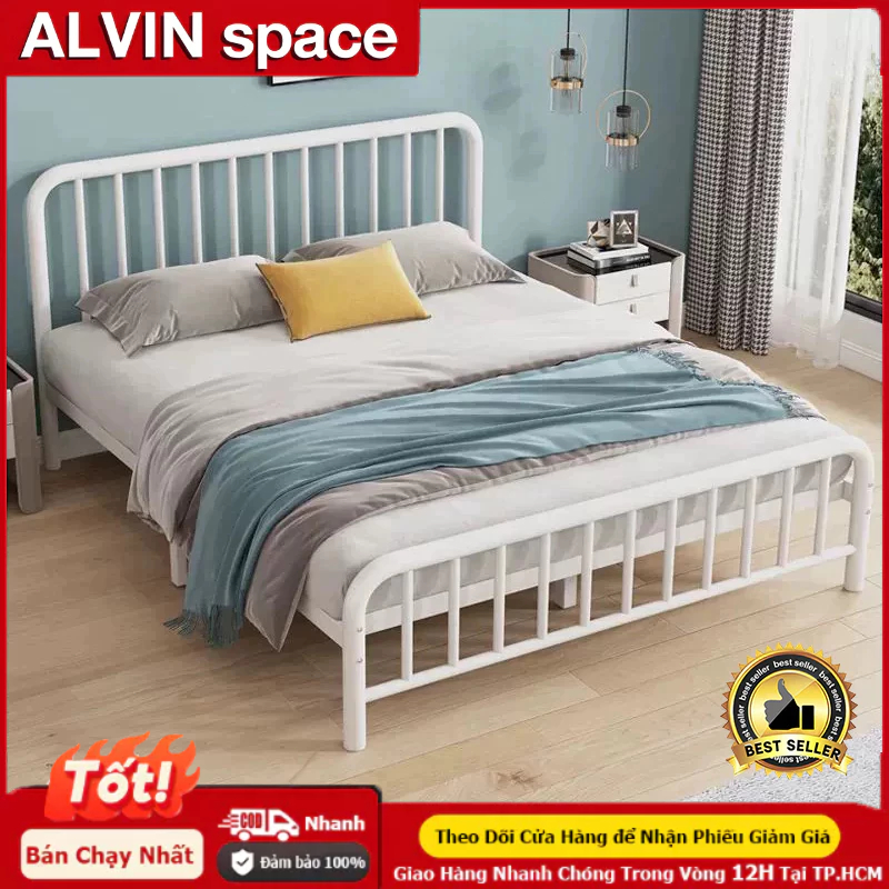ALVIN giường ngủ Giường sắt mỹ nghệ nhiều kích thước từ 1m đến 1m8 mẫu