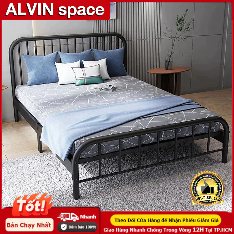 ALVIN giường ngủ Giường sắt mỹ nghệ nhiều kích thước từ 1m đến 1m8 mẫu