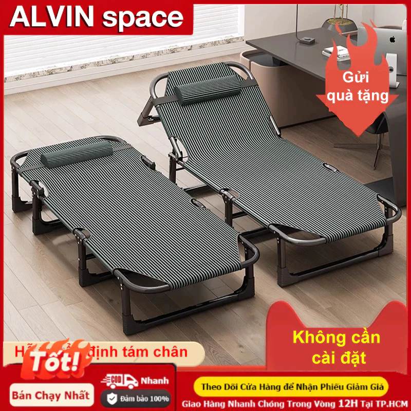 ALVIN giường gấp gọn Đa Năng 1.9m Ống Thép Cứng Cáp - Giường Gập Văn Phòng, Ngủ Trưa Di Động Dễ Gập