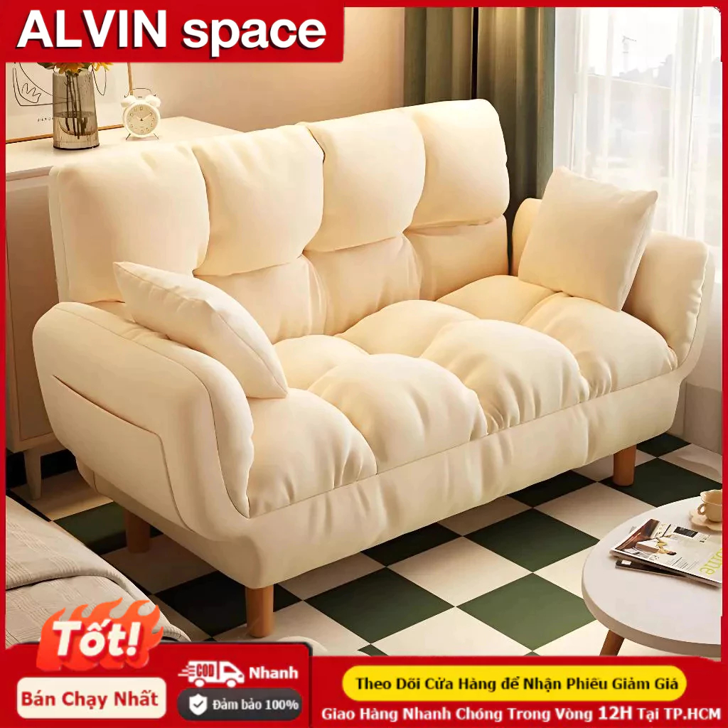 ALVIN Ghế sofa gấp mềm mại và thoải mái có gối chân gỗ chịu được 200KG