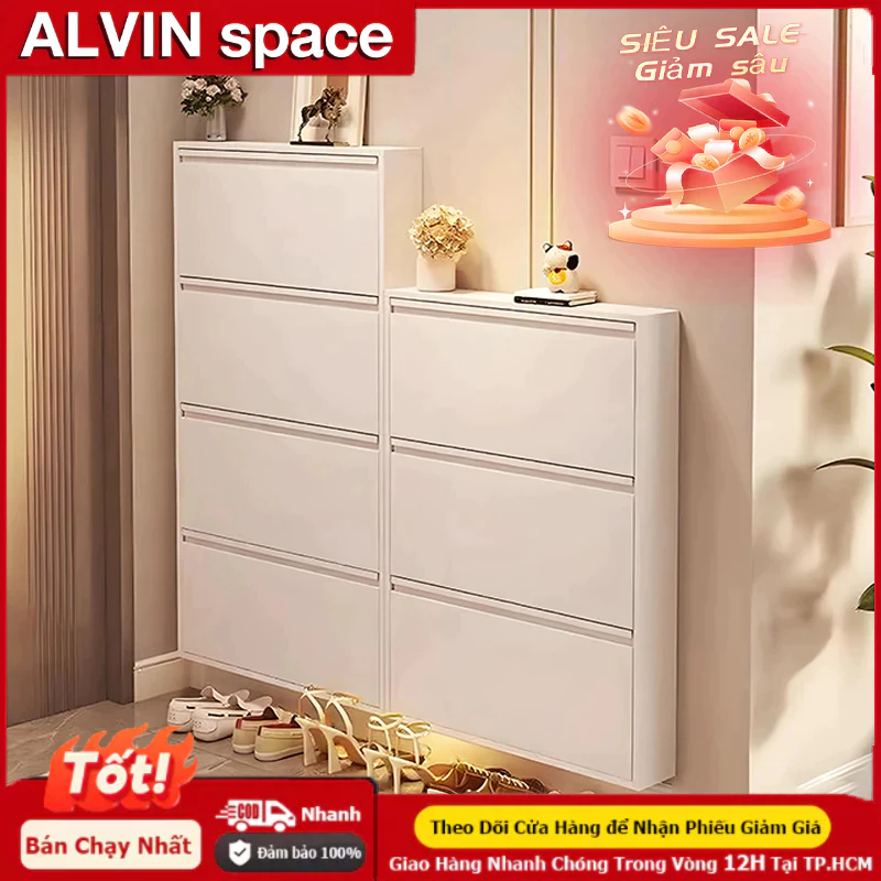ALIVIN Tủ giày thép siêu mỏng kích thước nhỏ dung tích lớn tủ giày kim loại hiện đại kiểu Bắc Âu | BigBuy360 - bigbuy360.vn