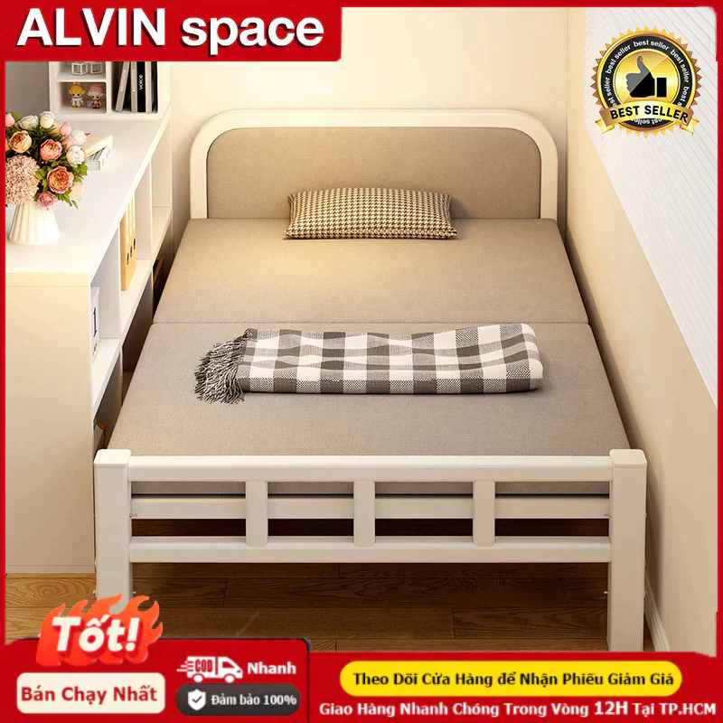ALVIN Giường Gấp Văn Phòng Đa Năng  Chịu Lực 150kg, Khung Thép  Đệm Mút Thoáng Khí  Gấp Gọn Nhẹ