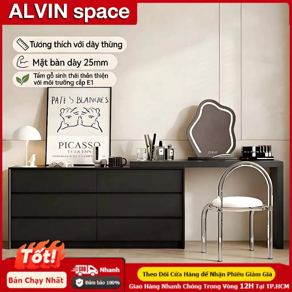 ALVIN Bàn trang điểm Có ngăn kéo Có thể mở rộng Linh hoạt Có sẵn  Sẵn sàng giao hàng | BigBuy360 - bigbuy360.vn