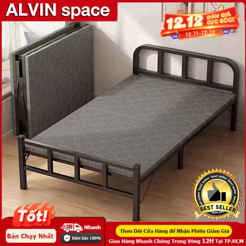ALVIN giường gấp gọn hàng nhập khẩu Thoải Mái Êm Ái Tháo Lắp Tiện Lợi giường gấp gọn thông minh 1m9