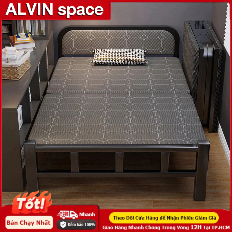 ALVIN 1.9m Giường Gấp Gọn văn phòng,xếp khung thép chắc chắn giường xếp đa năng