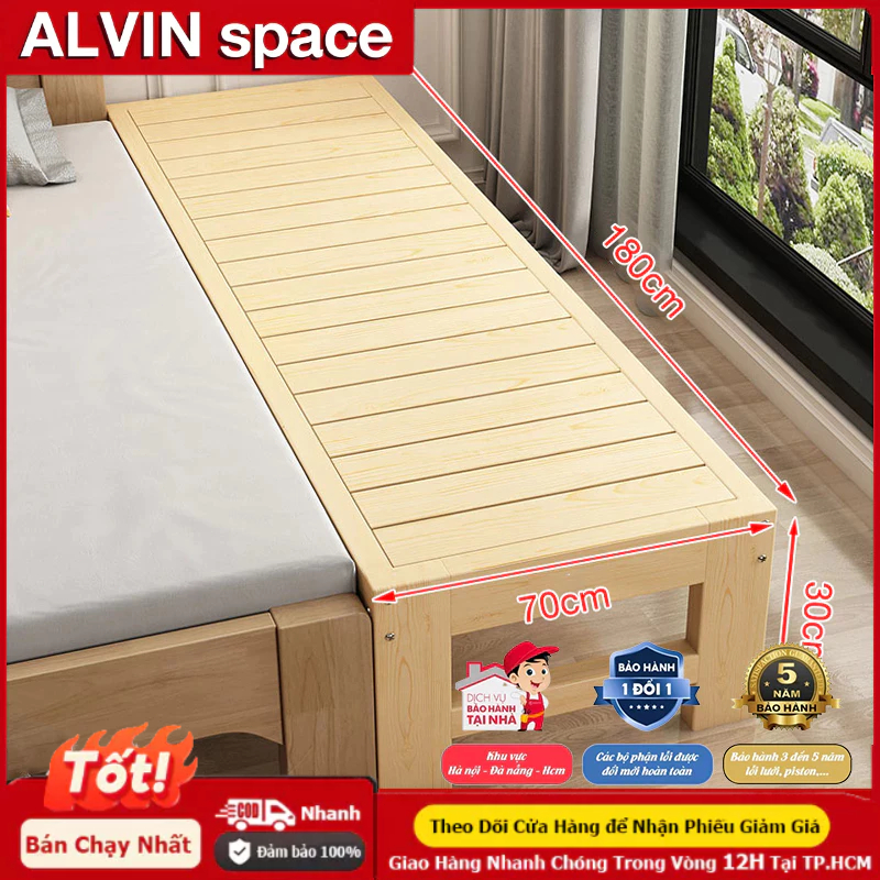 ALVIN Giường ghép Gỗ Thông Mới Giường Ngủ Đẹp Chất Lượng gỗ thật 100% 1m8 Giường gỗ cho bé ghép | BigBuy360 - bigbuy360.vn