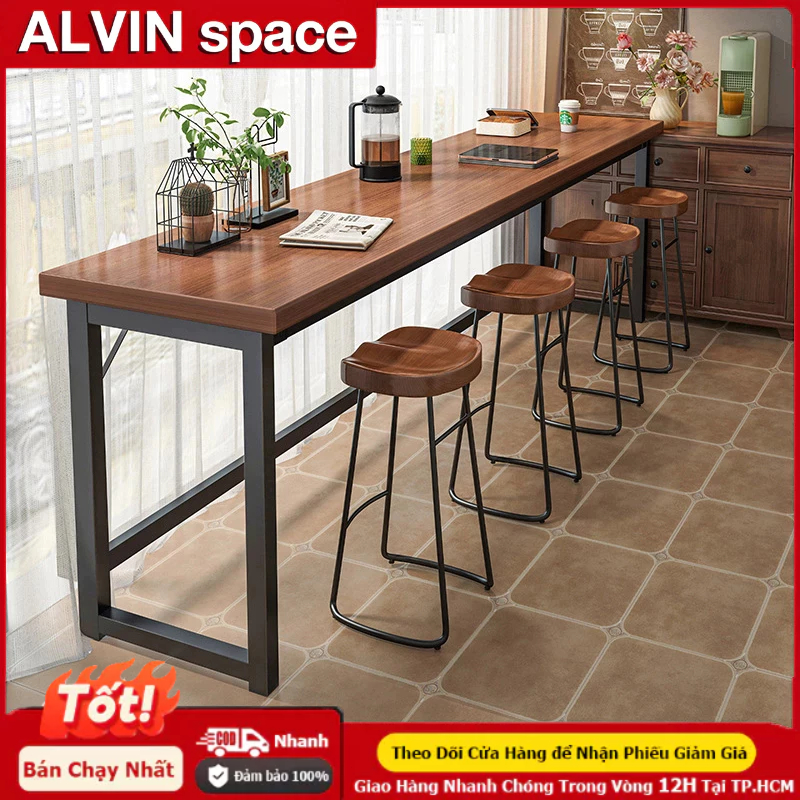 ALVIN Bàn làm việc khung bàn bar sắt kết hợp giá sách, dễ dàng lắp ráp | BigBuy360 - bigbuy360.vn