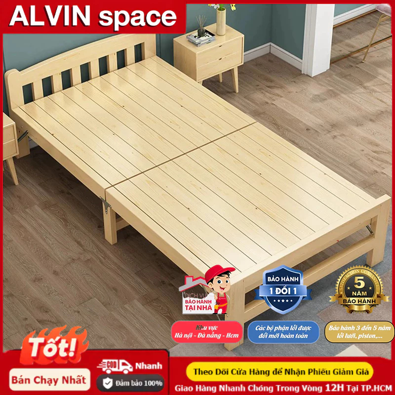 Giường gỗ gấp Giường Pallet Gỗ Thông Mới Giường Ngủ Đẹp Chất Lượng gỗ thật 100% 3.5/4/5/6 feet | BigBuy360 - bigbuy360.vn