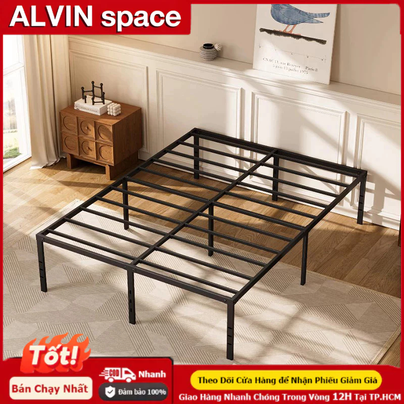 ALVIN Giường sắt phòng ngủ khung giường chất lượng cao trọng khung sắt chắc chắn mang 400kg-1.8m