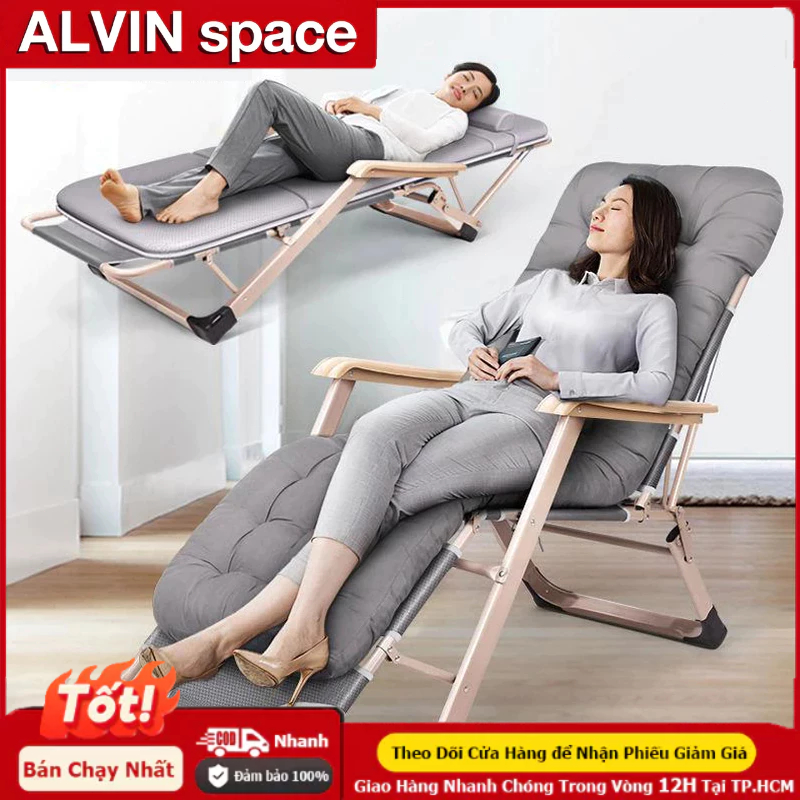 ALVIN giường gấp gọn văn phòng Ghế thư giãn - ghế lười Ghế thư giãn gấp gọn kèm nệm cao cấp