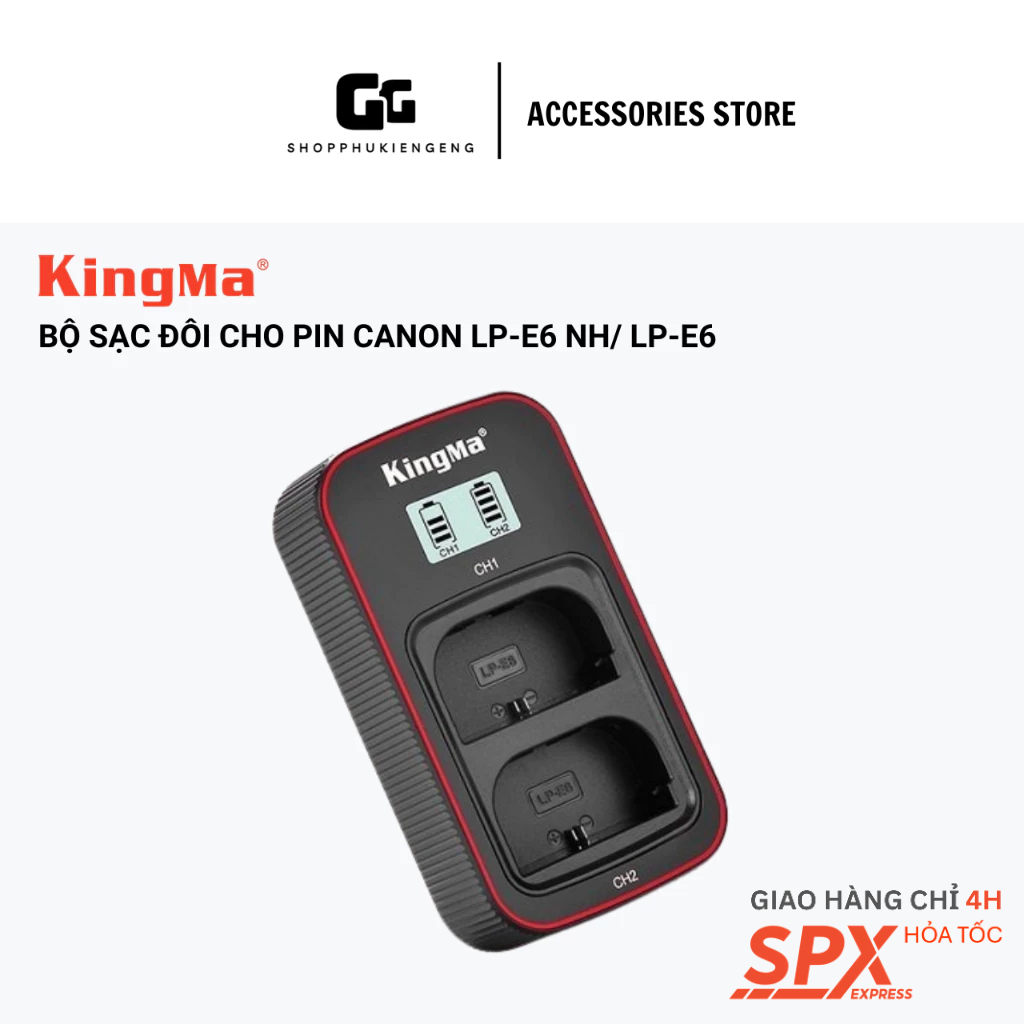 Bộ sạc đôi LCD Kingma - LP-E6 NH/ LP-E6