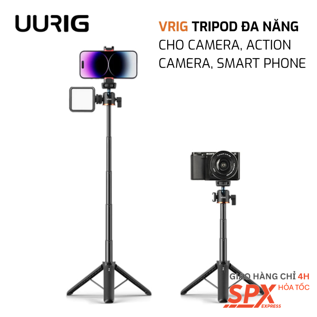VRIG Gậy cầm tay kết hợp Tripod dành cho Action Camera, DJI Pocket 3, Insta 360...