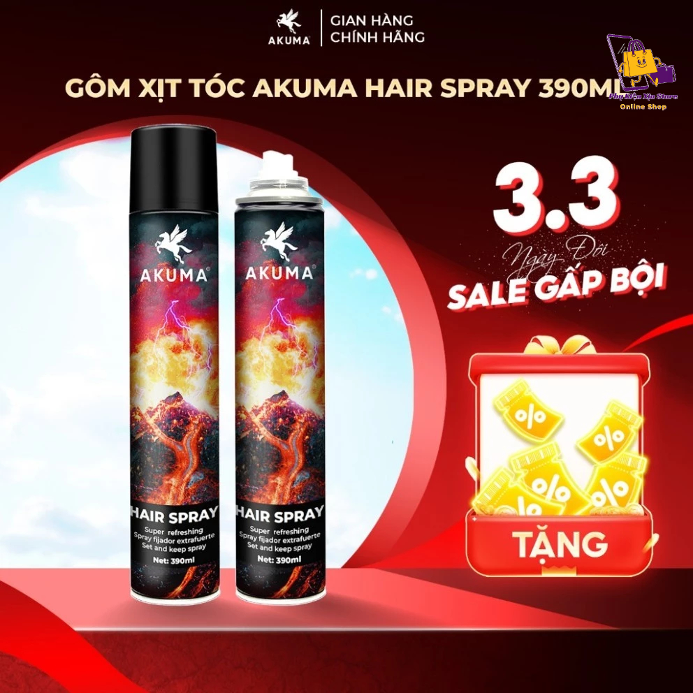 Gôm Xịt Giữ Nếp Tóc AKUMA HAIR SPRAY 390ml Hương Nước Hoa Chính Hãng Akuma