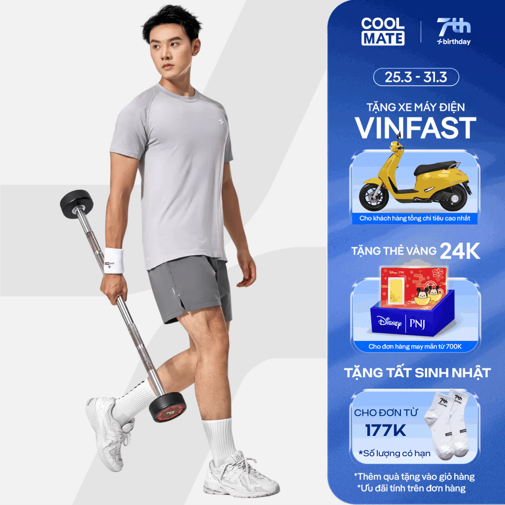 [24-31.3 TẶNG TẤT]Set thể thao nam Áo thun Training Seamless Body Mapping Quần Shorts Gym 5inch Essentials Coolmate