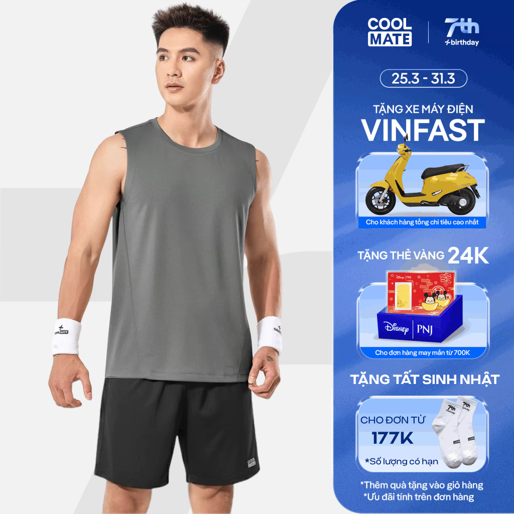 [24-31.3 TẶNG TẤT]Set thể thao nam ProMax S1 Áo sát nách + Quần shorts mềm mại, thoáng khí, logo Coo