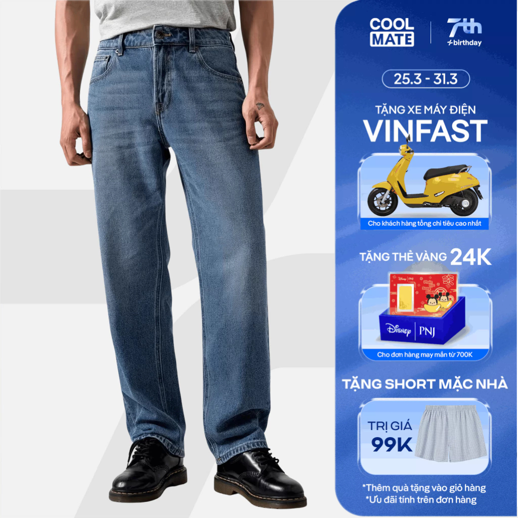 [TẶNG SHORT 99K]Coolmate x Copper Denim | Quần Jeans dáng Straight mặc thoải mái, quần đi làm đi chơi dạo phố
