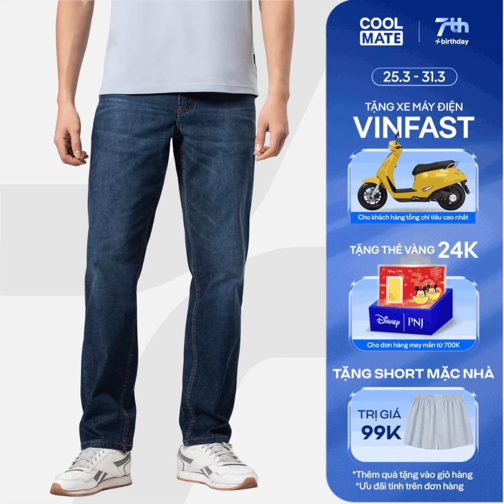 [TẶNG SHORT 99K]Quần Jeans Nam dáng straight siêu nhẹ, mềm mại, thoải mái, quần đi làm đi chơi dạo phố - Coolmate