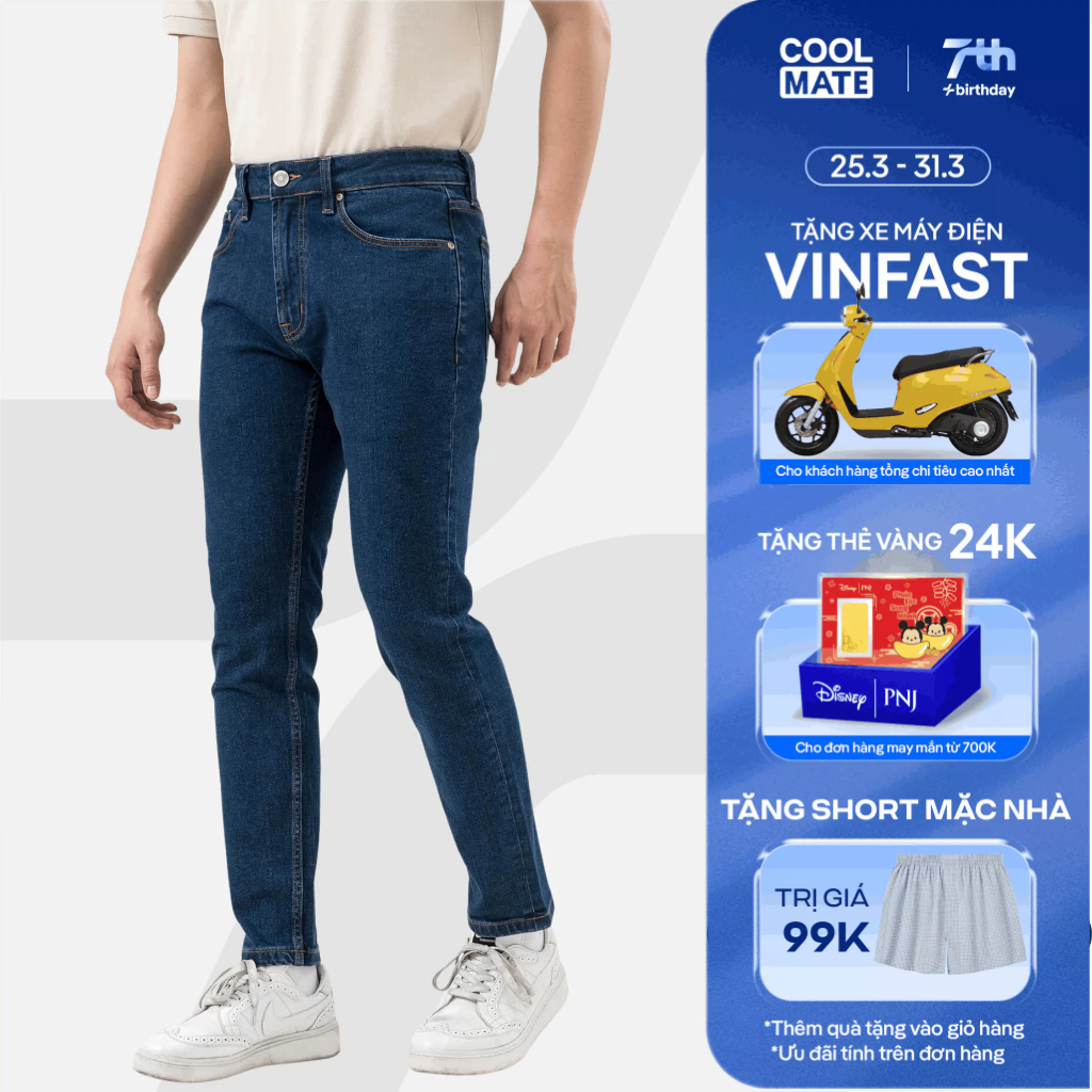 [TẶNG SHORT 99K]Quần Jeans Nam Basics dáng Slim fit bền bỉ, vừa vặn, tôn dáng, quần đi làm đi chơi dạo phố Coolmate