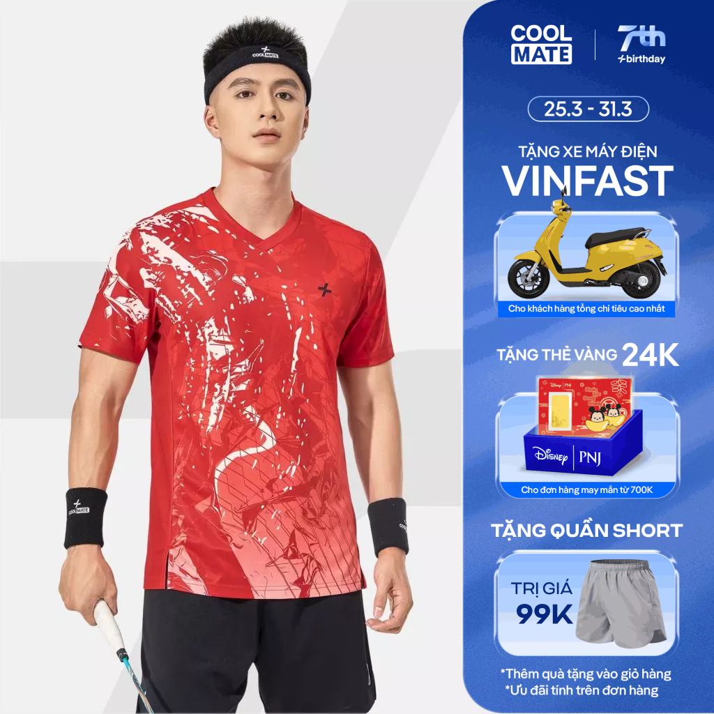 [24-31.3 TẶNG QUẦN SHORT]Áo thun thể thao nam cầu lông, Pickleball IN Abstract Graphic thấm hút, nha