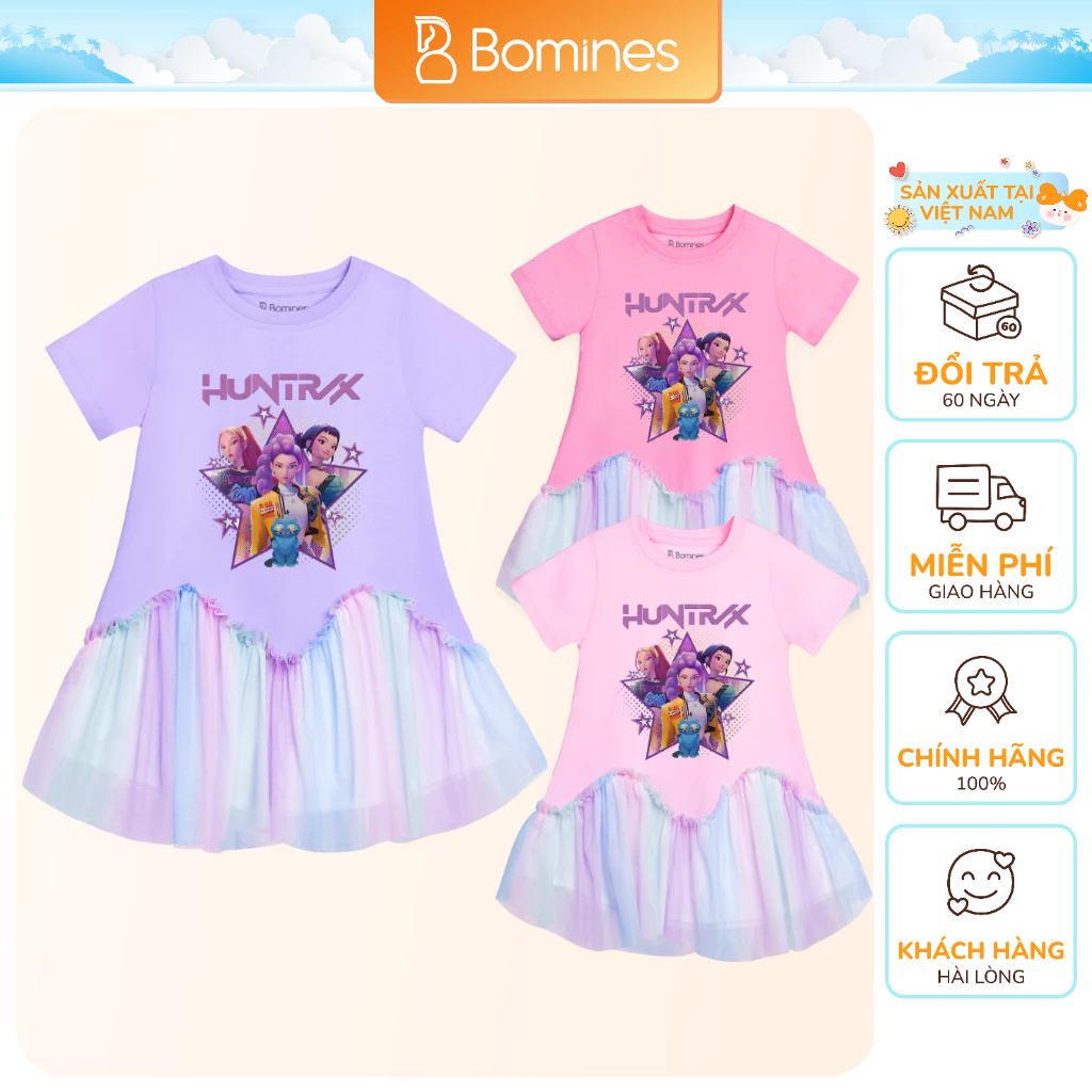 Váy bé gái hoạt hình KPop Demon Hunters, Đầm sinh nhật Huntrix cho bé gái từ 3-12t 12-36kg DLSKP