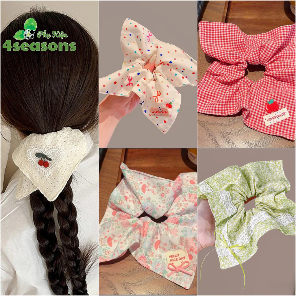 Cột tóc scrunchies vuông mới lạ phong cách hot trend Scrunchies Đeo Tay, Phụ Kiện Tóc T016