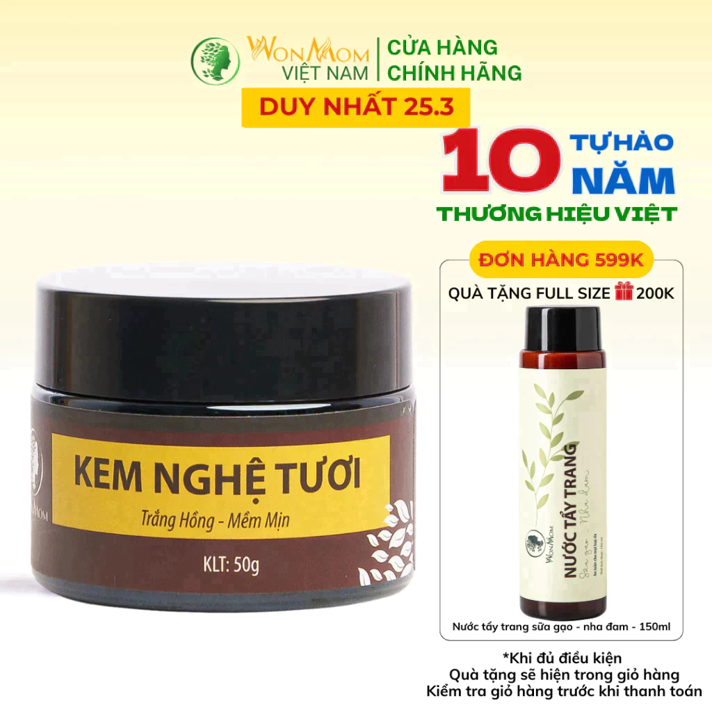Kem nghệ tươi giúp làm sáng da và mờ thâm Wonmom 50g