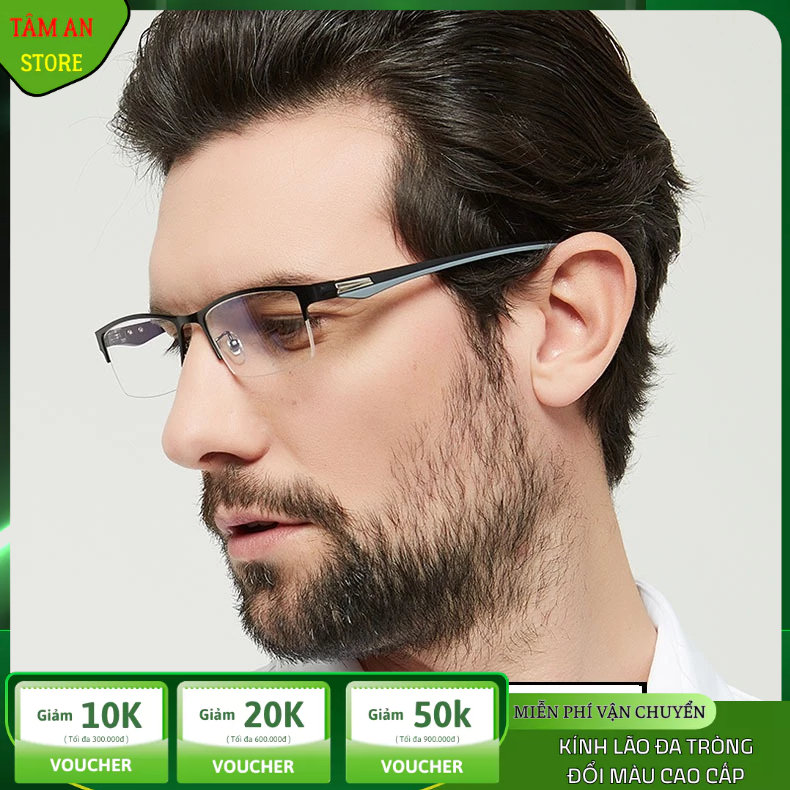 Kính Lão, Kính Viễn Thị Đa Tròng, Đổi màu Cao Cấp(Mã TA-093)