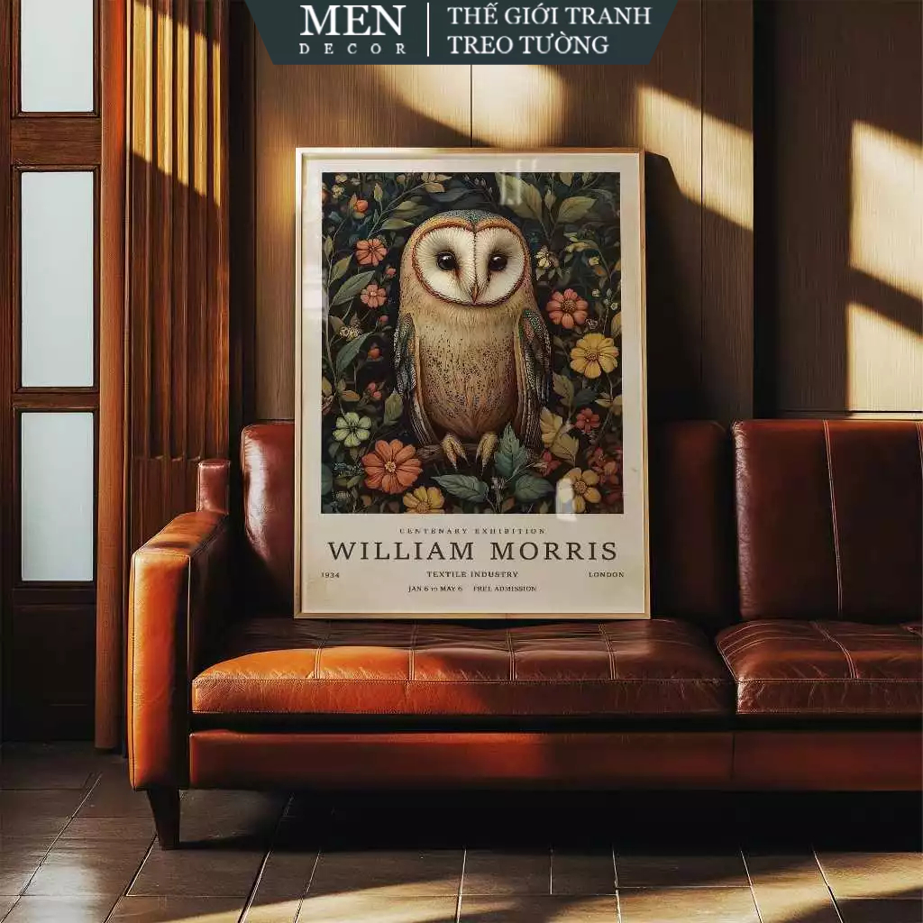 Tranh treo tường, Owl Wall Art Vintage Barn Owl Print – Botanical Forest, nhận in theo yêu cầu, tặng