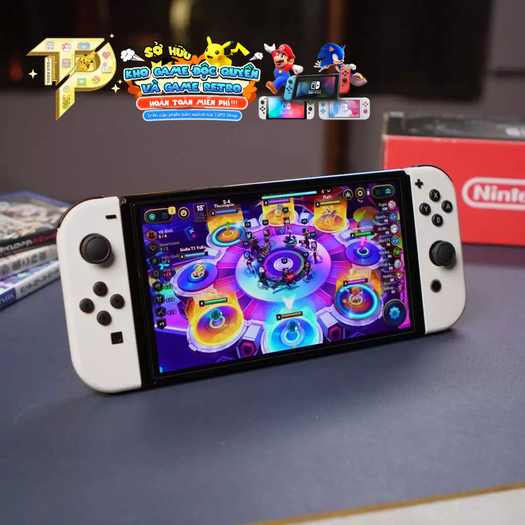Switch Oled (Mod) Nobox kèm sạc Zin + đốc TV mini - cài sẵn game + App Android + Game Retro