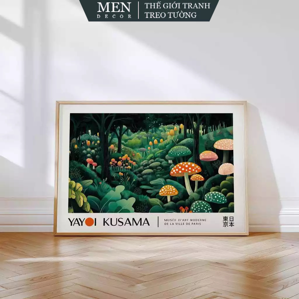 Tranh treo tường, Kusama Enchanted Forest Poster for Bedroom, nhận in theo yêu cầu, tặng kèm đinh tr