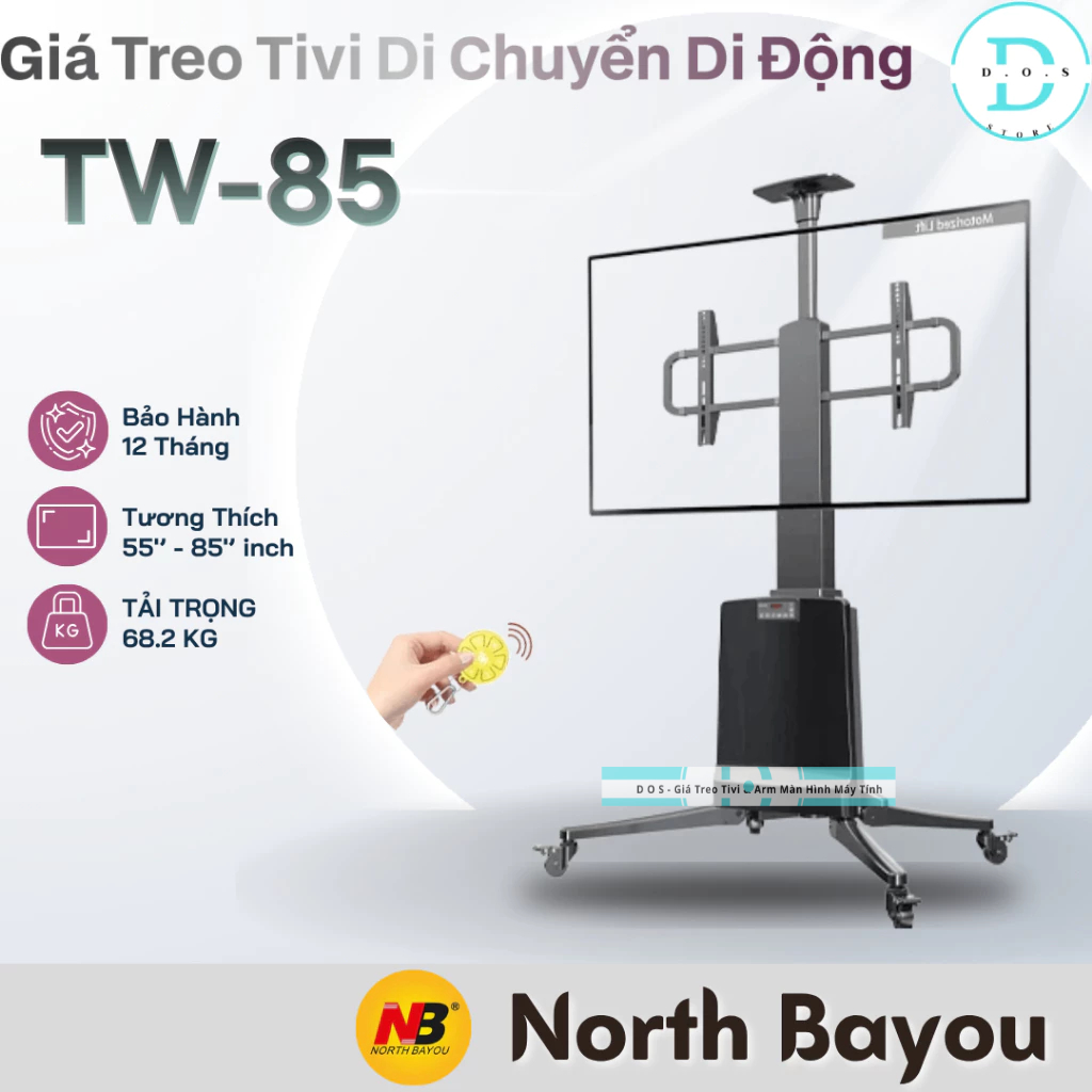 Kệ Tivi Di Động North Bayou TW85 (55-85 Inch) - Giá Treo Tivi Nâng Hạ Điện Có Điều Khiển Từ Xa
