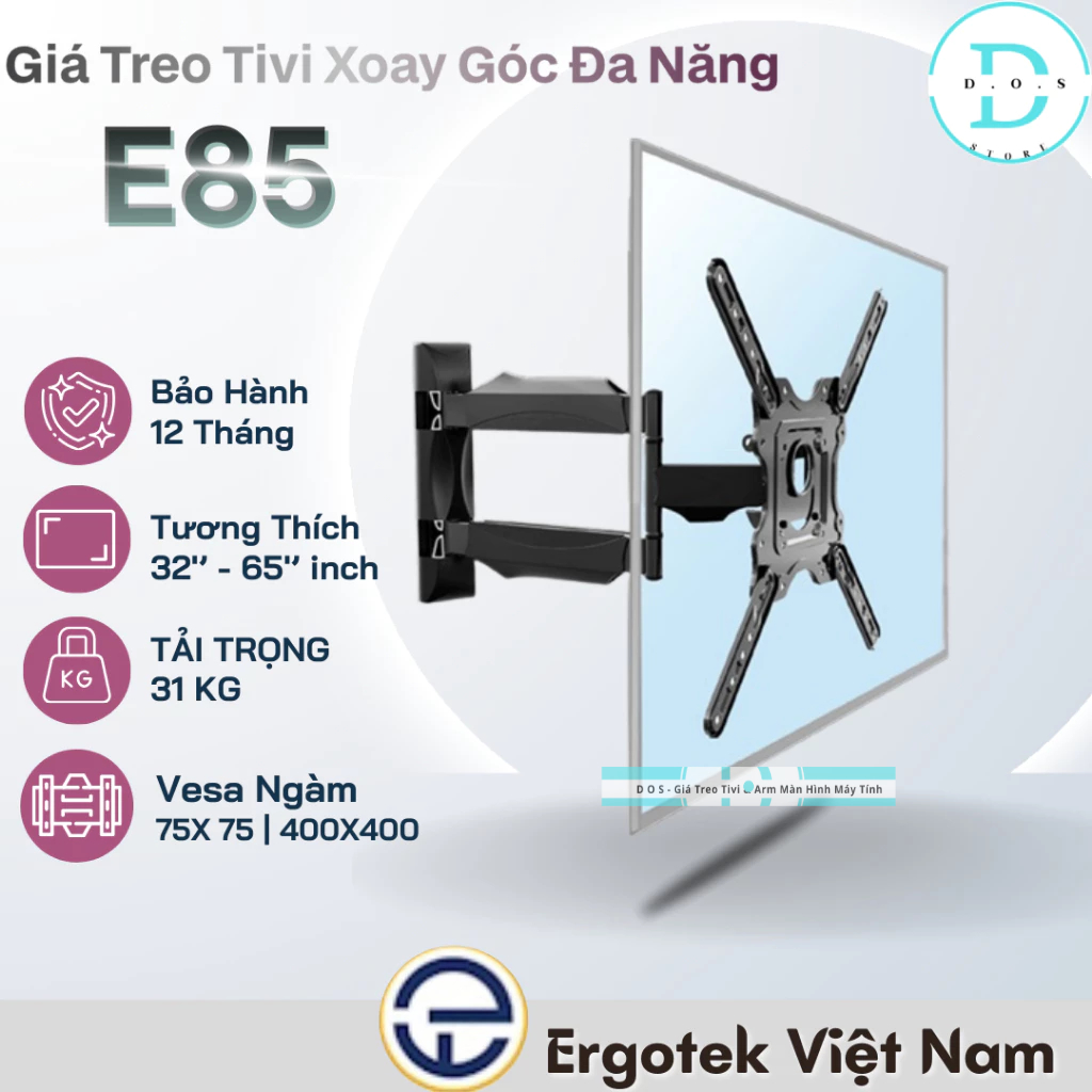 Giá Treo Tivi Xoay Đa Năng ErgoTek E85 (32-65 Inch) - Khung Treo Tường 2 Tay Siêu Chắc Chắn
