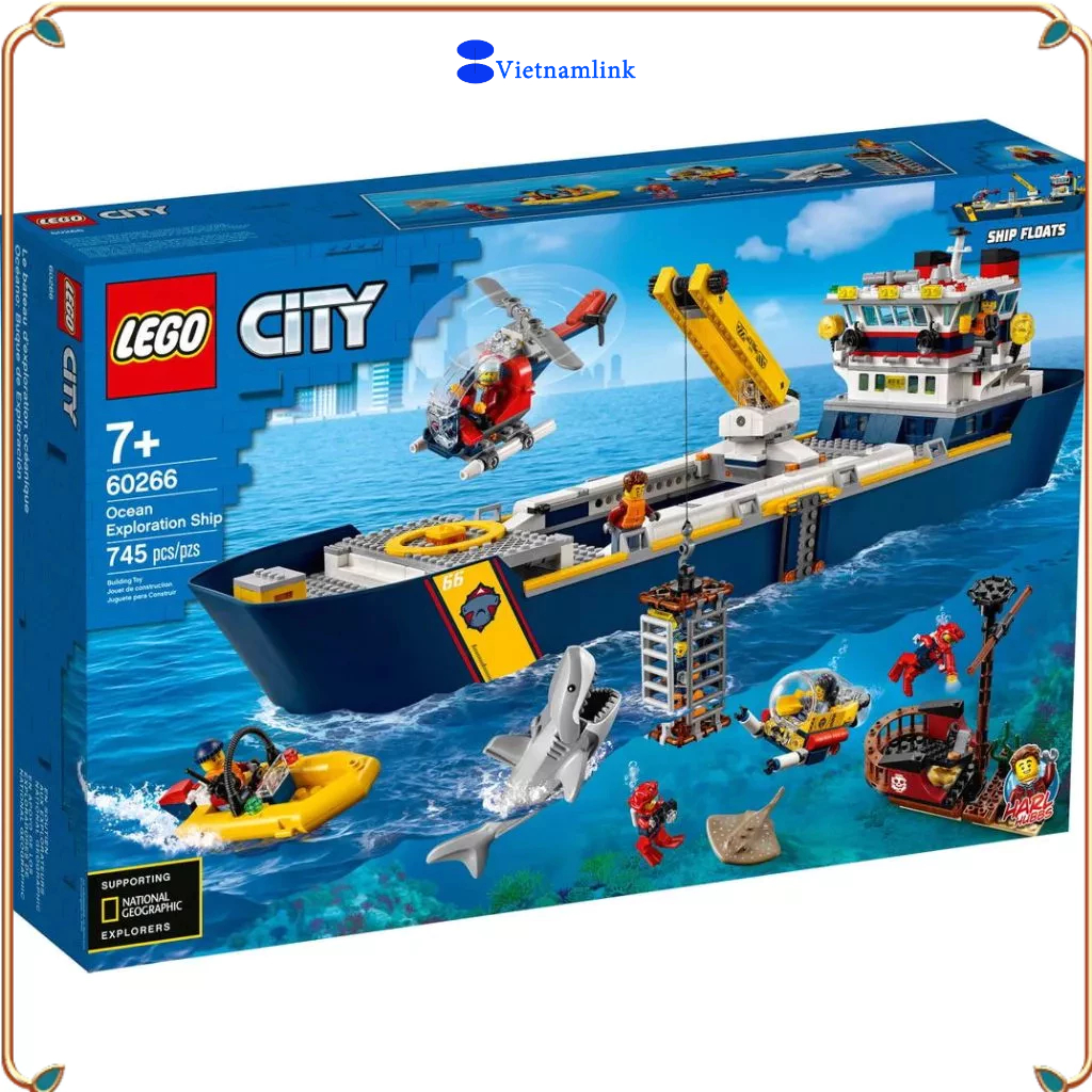 LE GO 60266 City Tàu thăm dò đại dương Ocean Exploration Ship  Hàng mới, chính hãng 100%