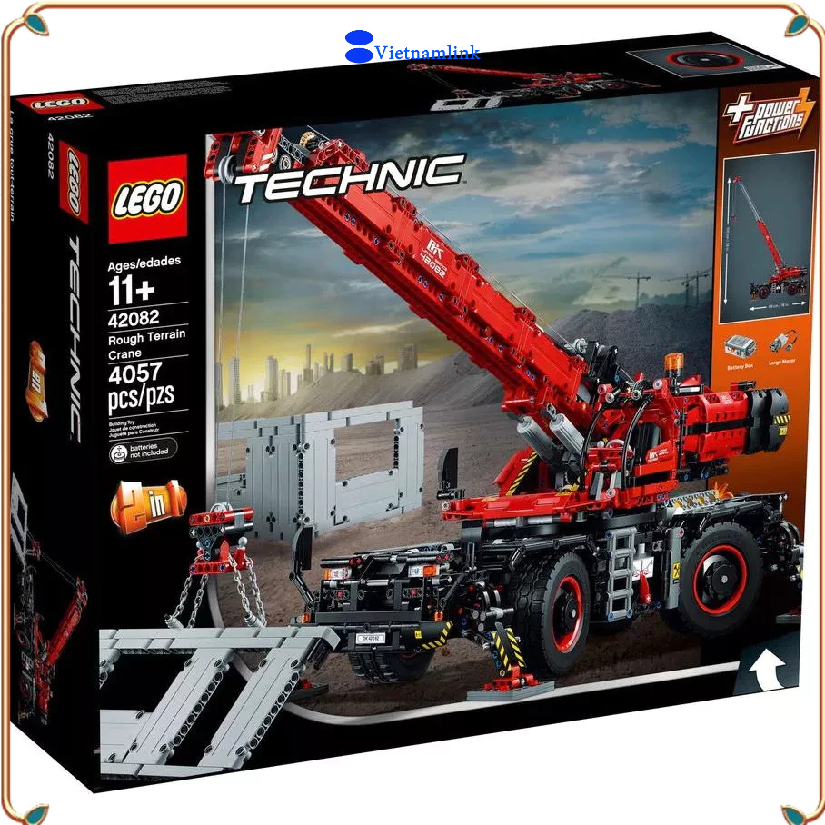 LE GO 42082 Technic Cần cẩu trên địa hình gồ ghề Rough Terrain Crane  Hàng mới, chính hãng 100%