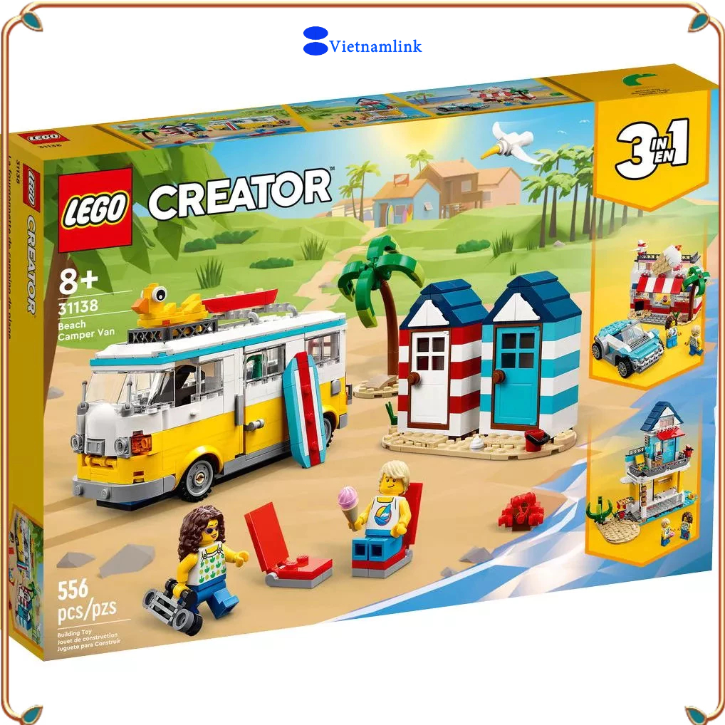 LE GO 31138 Creator Xe tải Bãi biển.Beach Camper Van Hàng mới, chính hãng 100%