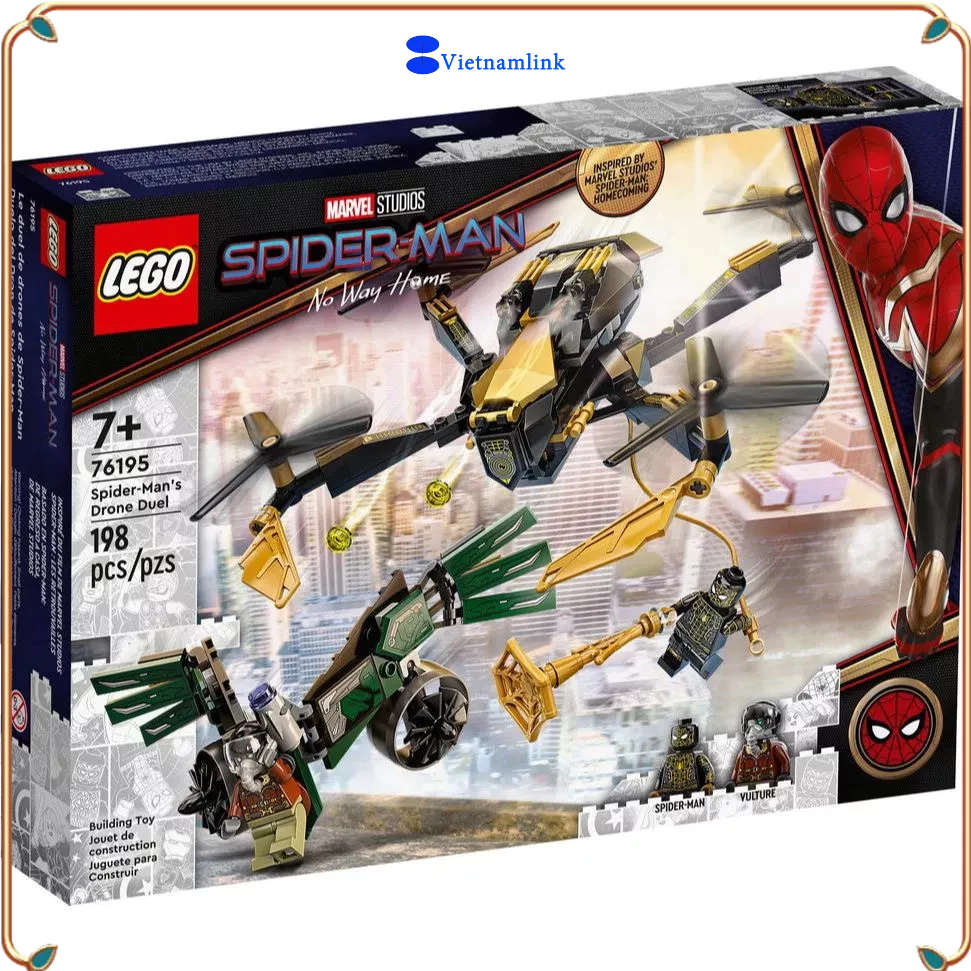 LE GO 76195 Marvel Máy bay của Người Nhện spider man s drone duel Hàng mới, chính hãng 100%