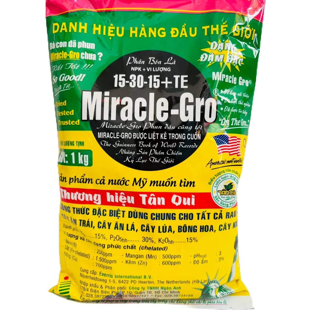 Miracle Gro 15-30-15+Te 1kg phân bón lá