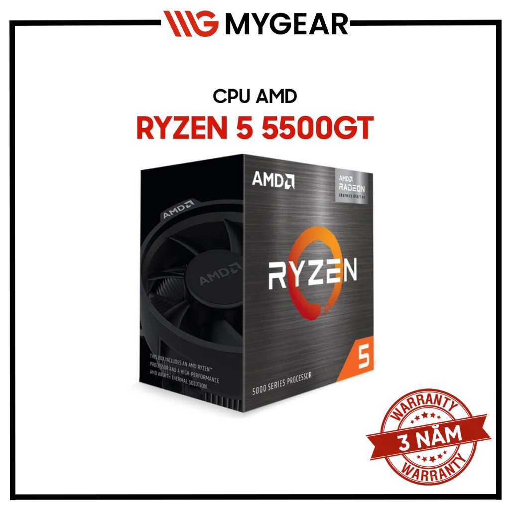 CPU AMD Ryzen 5 5500GT (6 Nhân 12 Luồng / Boost 4.4GHz / AM4) - Hàng chính hãng