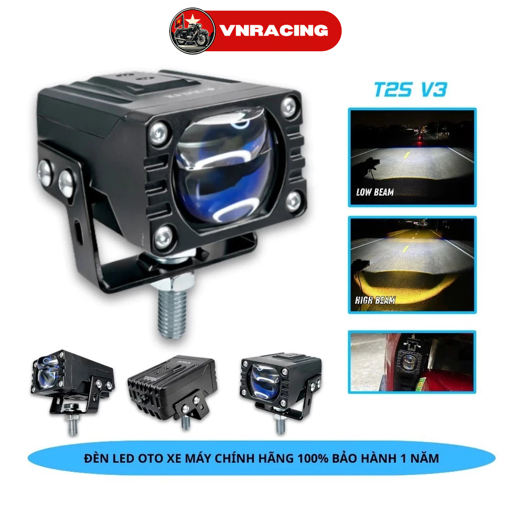Đèn Trợ Sáng T2S V2 BMA 60W, Trợ Sáng BMA Chống Chói, Chống Nước IP68 - Bảo Hành 12 Tháng