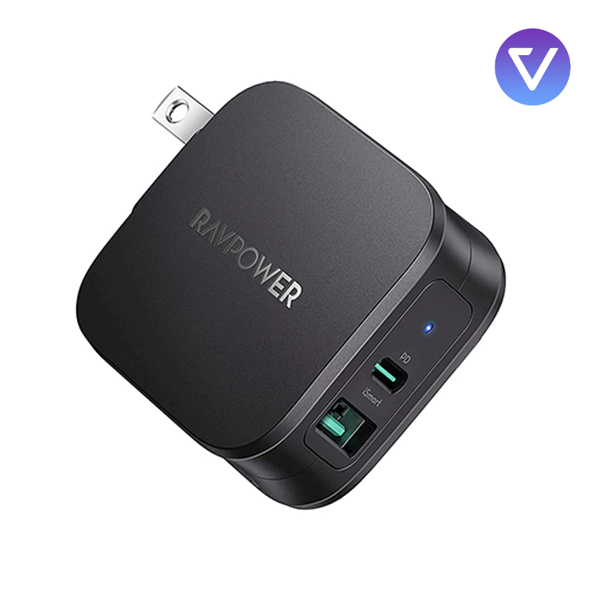 Củ sạc nhanh 30w RAVPower, 2 cổng (Type C 18W - USB 12W)