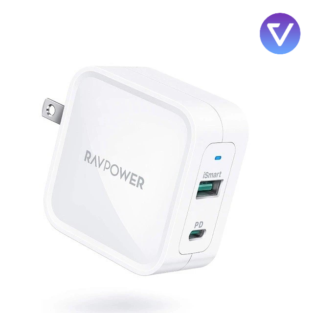 Củ sạc nhanh 65W (GaN) 2 cổng RavPower RP-PC133, Sạc Nhanh PD Type C Và USB