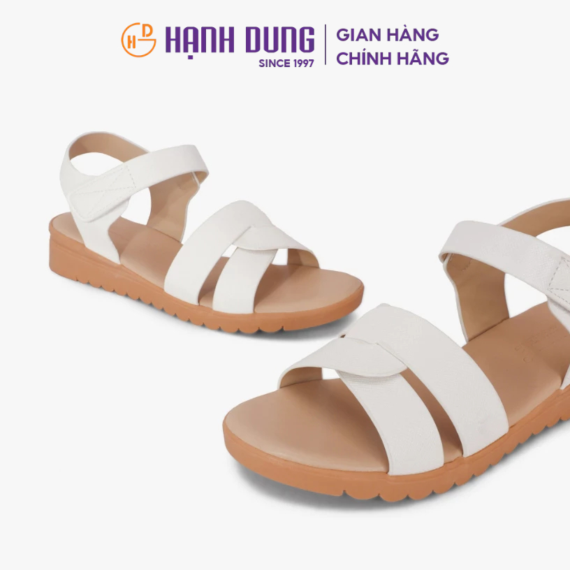 HCM - Sandal Xẹp Hạnh Dung Quai Đan Chéo HD0319AC ( Màu Kem - Đen - Bò - Trắng )