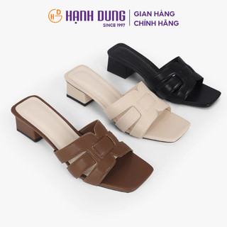 HCM - Dép Cao Gót Hạnh Dung Ba Quai Đắp Ngang HD11129AV ( Màu Nâu - Kem - Đen  )