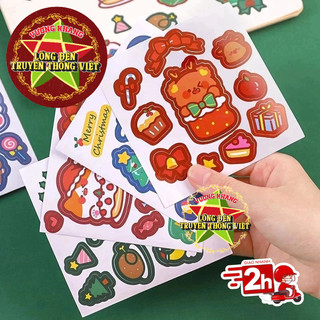 COMBO 5 TẤM Sticker Giáng Sinh siêu cute - Sticker Noel khóa hộp quà - Sticker dán trang trí thiệp Noel COMBO 5 TẤM