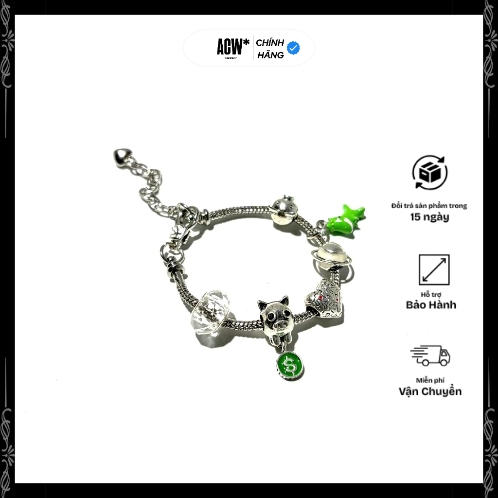 Vòng Tay Charm Titan Chống Gỉ,Vòng Tay Nam Nữ Phong Cách Greenland Bracelet (Access Workshop )